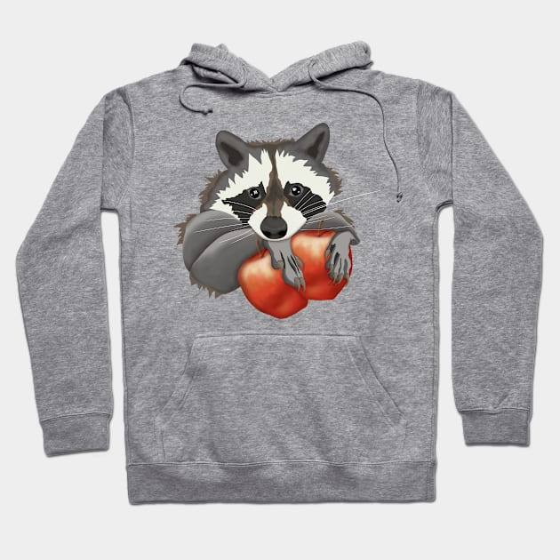 Cute raccoon with apples Hoodie by KateQR